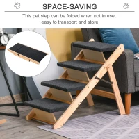 PawHut Dog Steps Pet Stairs 2 In 1 Convertible Dog Ramp Portable Foldable 4 Steps Cat Ladder for Bed Couch Car 80 x 47 x 64 cm(m-4)