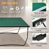 SPORTNOW Mesa de Ping Pong Dobrável Profissional Tamanho Padrão com Rede Raquetes e 3 Bolas 274x152,5x76 cm Verde(m-6)