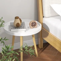 HOMCOM Bijzettafel in Scandinavisch design, salontafel, nachtkastje, wit + natuur(m-8)