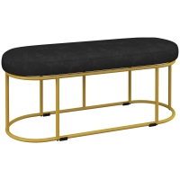 HOMCOM Retro Design Shoe Bench, Bed Bench, Hallway Bench, Velvet Look, Holds up to 200 kg, Metal Frame, Black, 100 x 37 x 43cm