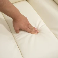 HOMCOM Relaxsessel, Fernsehsessel, mit Aufstehhilfe, Fußstütze, hochstabil, Kunstleder, Beige, 96 x 93 x 103cm(m-9)