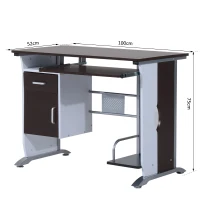 HOMCOM Birou pentru PC cu Sertare in Lemn, 100x52x75cm, Maro(m-3)