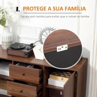 HOMCOM Aparador para Sala de Estar Aparador Buffet Moderno com 2 Portas e 3 Gavetas para Sala de Jantar 127x40x76cm Castanho Avermelhado e Preto(m-7)