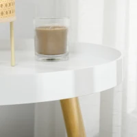 HOMCOM Bijzettafel in Scandinavisch design, salontafel, nachtkastje, wit + natuur(m-9)