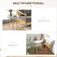 HOMCOM Bijzettafel in Scandinavisch design, salontafel, nachtkastje, wit + natuur(m-5)