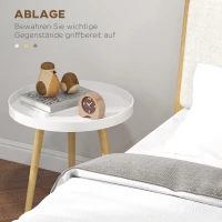HOMCOM Bijzettafel in Scandinavisch design, salontafel, nachtkastje, wit + natuur(m-4)