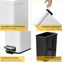 HOMCOM Kosz na śmieci 5L z pokrywą i pedałem do salonu(m-6)