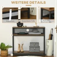 HOMCOM Industrieel ontwerp dressoir, gangconsole, 2 planken, bruin + zwart(m-5)