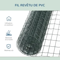 PawHut Filet en maille plastique pour animaux de compagnie clôtures jardin treillis protection 10 x 1,22 m PVC(m-5)