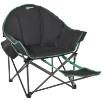 Krzesło turystyczne składane krzesło z podnóżkiem obciążenie 160 kg, tkanina oxford kolor czarny+zielony(m-1)