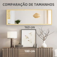 HOMCOM Espelho de Parede Moderno Espelho de Corpo Inteiro de Madeira para Colocar na Vertical ou Horizontal 53,5x163 cm Madeira(m-7)