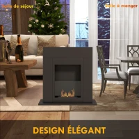 HOMCOM Cheminée bioéthanol brûleur 0,9 L, environ 3 h de durée de combustion 73 x 20 x 75 cm couverture 20-25 m² acier noir(m-7)
