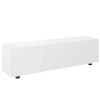 HOMCOM Meuble TV jusqu'à 70 pouces 1 porte battante avec compartiments - 160 x 39 x 45 cm - blanc laqué(m-1)