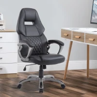 HOMCOM PU Leather Padded Home Office Chair with Adjustable Height Black(m-10)