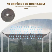 Outsunny Cobertura para Pérgola 3,5x2,5 m Teto de Substituição Retrátil para Pérgola com 10 Orifícios de Drenagem Café(m-5)