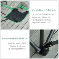 Krzesło turystyczne składane krzesło z podnóżkiem obciążenie 160 kg, tkanina oxford kolor czarny+zielony(m-6)