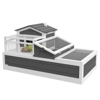 PawHut Wooden Tortoise House with Balcony, Tray, Roof, for Indoor and Outdoor(m-1)