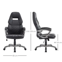 HOMCOM PU Leather Padded Home Office Chair with Adjustable Height Black(m-3)