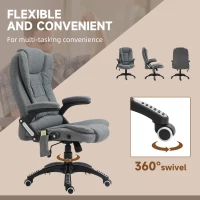 Vinsetto Massage Recliner Chair Heated Office Chair with Six Massage Points Linen-Feel Fabric 360° Swivel Wheels Grey(m-8)
