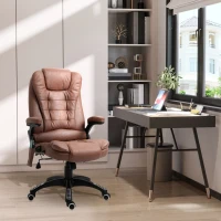 Vinsetto Massage Office Chair Recliner, Ergonomic Gaming Heated Home Office Padded & Swivel Base, Microfiber Cloth, Brown(m-2)