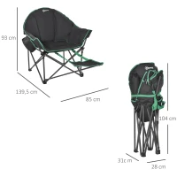 Krzesło turystyczne składane krzesło z podnóżkiem obciążenie 160 kg, tkanina oxford kolor czarny+zielony(m-3)
