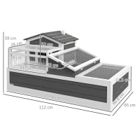 PawHut Wooden Tortoise House with Balcony, Tray, Roof, for Indoor and Outdoor(m-3)