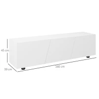 HOMCOM Meuble TV jusqu'à 70 pouces 1 porte battante avec compartiments - 160 x 39 x 45 cm - blanc laqué(m-3)