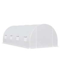 Outsunny Tunnel Sera de gradina pentru plante din PE cu tevi metalice 6x3x2m Alb(m-1)