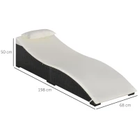 Outsunny Pat Sezlong Pliabil din Ratan pentru Gradina(m-3)