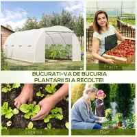 Outsunny Tunnel Sera de gradina pentru plante din PE cu tevi metalice 6x3x2m Alb(m-7)