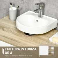 Kleankin Dulap pentru lavoar pentru baie, 77x45x60cm, alb si culoarea lemnului(m-4)