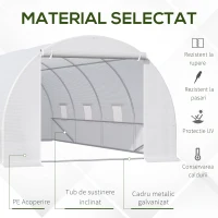 Outsunny Tunnel Sera de gradina pentru plante din PE cu tevi metalice 6x3x2m Alb(m-4)