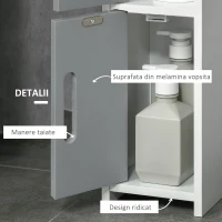 Kleankin Coloana de baie cu rafturi si dulapuri, dulap de baie inalt din lemn care economiseste spatiu, 15x17x120cm, alb si gri(m-5)