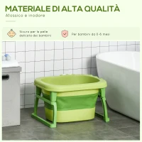 HOMCOM Vaschetta Bagnetto Pieghevole per Bimbi 0-6 Anni in Plastica Antiscivolo Verde, 75.3x55.4x43cm(m-4)