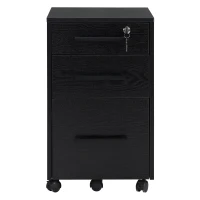 Homcom Comoda Birou Neagra – 3 Sertare cu Roti 39×40×65,4 cm(m-7)