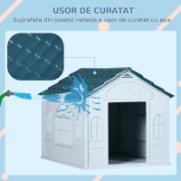PawHut Casa din plastic pentru caini de talie mare, cu protectie pentru orice vreme, albastru, 65 x 75.7 x 63 cm;(m-5)