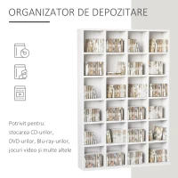 HOMCOM Mobilier Librerie in Lemn 24 Compartimente, Alb, 130.5x89x20cm(m-4)