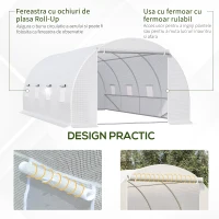 Outsunny Tunnel Sera de gradina pentru plante din PE cu tevi metalice 6x3x2m Alb(m-6)