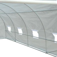 Outsunny Tunnel Sera de gradina pentru plante din PE cu tevi metalice 6x3x2m Alb(m-8)