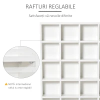 HOMCOM Mobilier Librerie in Lemn 24 Compartimente, Alb, 130.5x89x20cm(m-5)