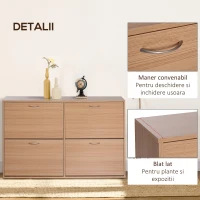 Homcom Dulap Pantofi Lemn 120×24×81 cm – 24 Perechi, Hol sau Dormitor(m-6)