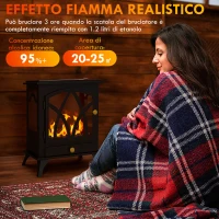 HOMCOM Camino a Bioetanolo da Terra con Bruciatore da 1.2L e Copertura 25㎡, 45x28x54cm, Nero(m-4)