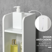 Kleankin Coloana de baie cu rafturi si dulapuri, dulap de baie inalt din lemn care economiseste spatiu, 15x17x120cm, alb si gri(m-6)