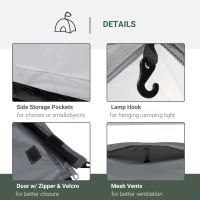 Outsunny Cort Camping 4 Persoane impermeabil cu Vestibul si Ferestre Gri(m-5)