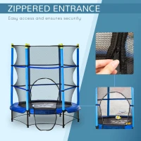 HOMCOM Trambulină pentru Copii 3-6 Ani cu Margine Capitonată și Corzi Elastice, Trambulină pentru Grădina, Φ140x158 cm, Albastru(m-6)