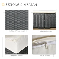 Outsunny Pat Sezlong Pliabil din Ratan pentru Gradina(m-5)