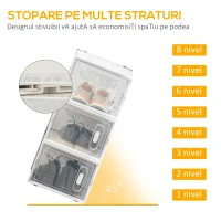 HOMCOM Mobilier pentru organizarea incaltamintei cu gauri de ventilare, 8 cuburi, 28x36x21cm din Plastic PP, Alb si transparent(m-4)