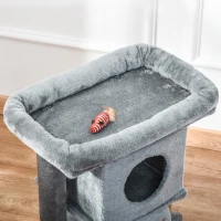 PawHut Árvore Arranhador para Gatos Pequenos Arranhador para Gatos com Poste de Juta Rampa Caverna e Bola Suspensa 40x40x57 cm Cinza(m-7)