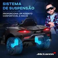 HOMCOM Carro Elétrico 12V Mclaren com Controlo Remoto Música Buzina Faróis Entrada para MP3 USB e Velocidade 2-5 km/h 126x65x52 cm Preto(m-7)