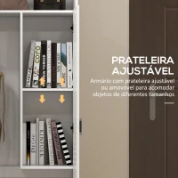 HOMCOM Armário Multiuso com 2 Portas Compartimento Aberto e Prateleira Ajustável para Cozinha Lavandaria 70x35x188 cm Branco(m-6)